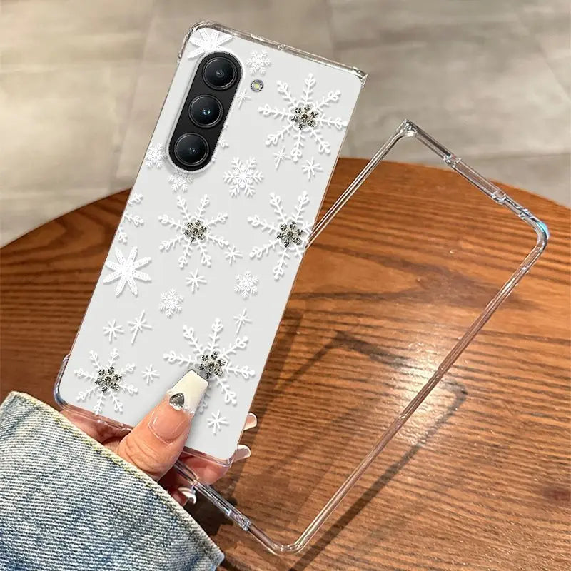 Pink Flower Pattern Phone Case For Samsung Galaxy Z Fold 7 Z Fold 6 5 Z Fold 4 3 2 Z Fold SE W25 Shockproof Protection Cover