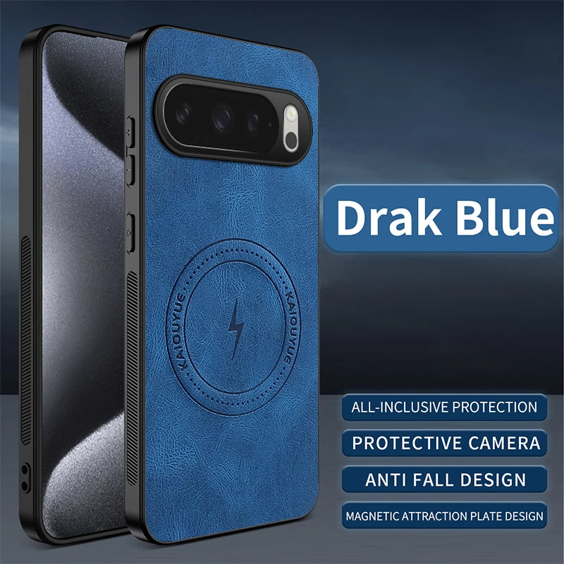 For Google Pixel 10 Pro XL Case Luxury PU Leather Skin Magnetic Magsafe Protective Back Cover For Pixel 10 9 8 7 6 Pro 9A Shell