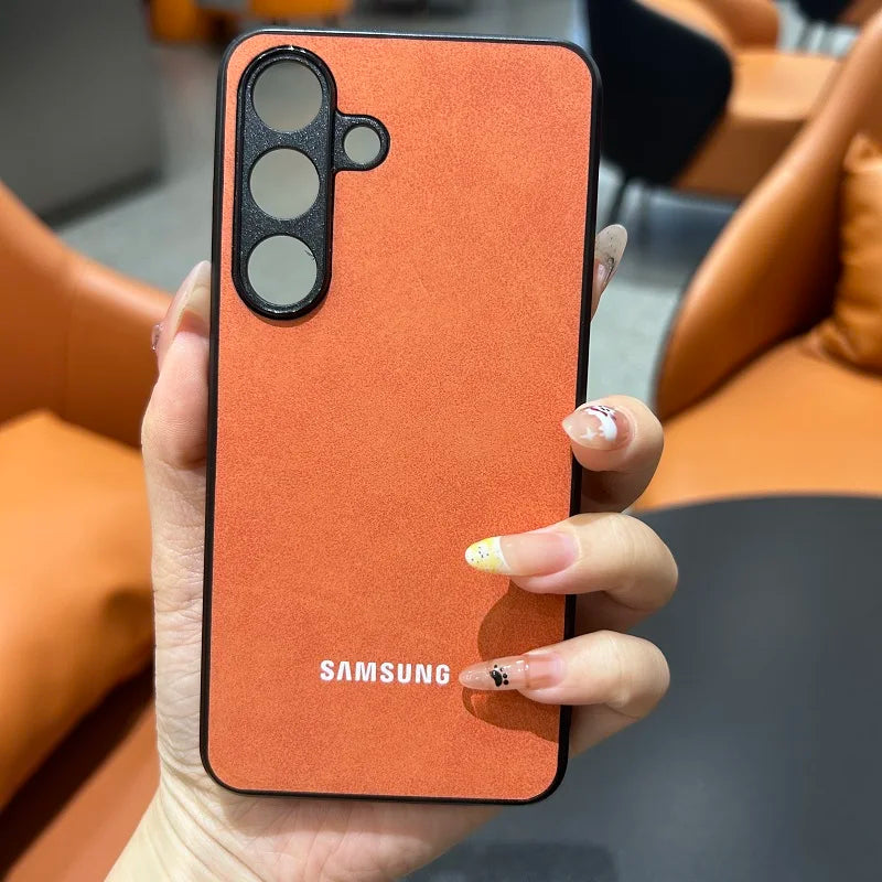 Luxury Sheepskin Leather Phone Case Samsung Galaxy S25Ultra S25 S24 S23 S22 S21 Ultra Plus S23FE S24FE Lambskin Soft Coque