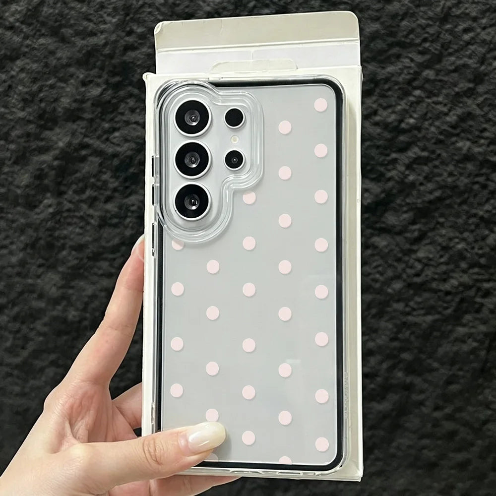 Cute Polka Dot Phone Case For Samsung A56 5g A57 S26 Ultra A55 A35 A34 A25 A07 A16 A37 A17 A53 A06 A05 S23 S24 S25 Glossy Cover