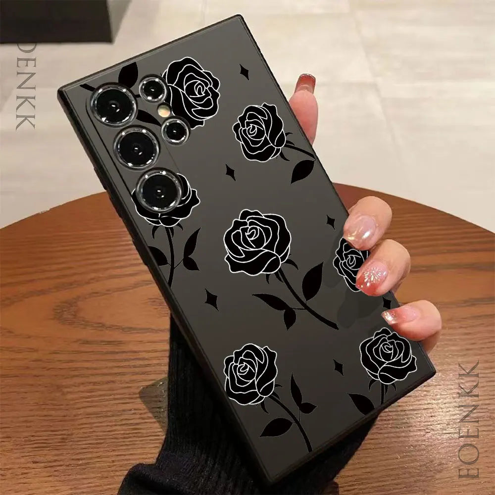 New Retro Fashion Rose Phone Case For Samsung Galaxy A25 A32 A33 A72 A73 Note 10 20 Plus S25 S24 S23 S22 S21 Ultra FE 5G Cover