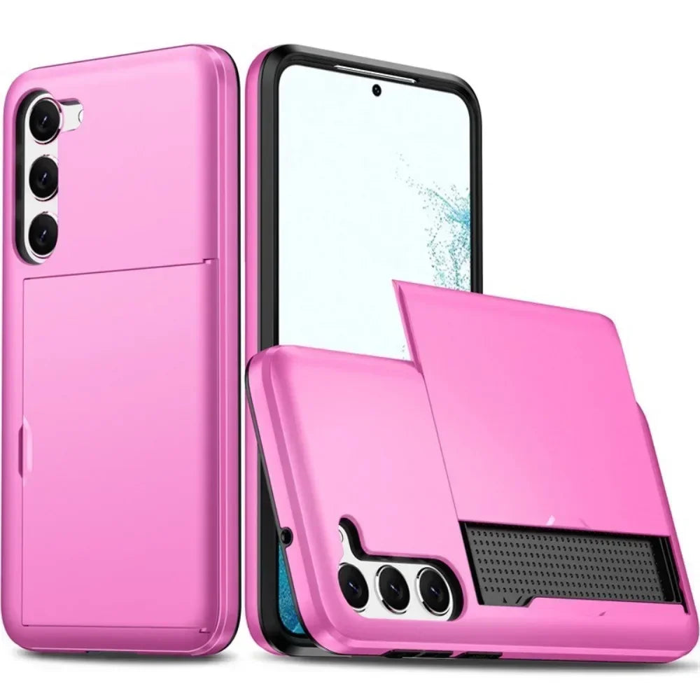 For Samsung Galaxy S25 S24 Ultra S22 Plus S23 S21 S20 FE Note 20 A17 A55 Wallet Cover Card Holder Slot Shockproof Phone Case