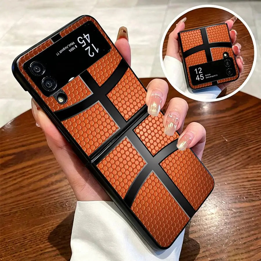 Basketball Texture Design Phone Cover Case for Samsung Galaxy Z Flip 7 6 5 4 3 Z Fold 7 6 5 4 3
