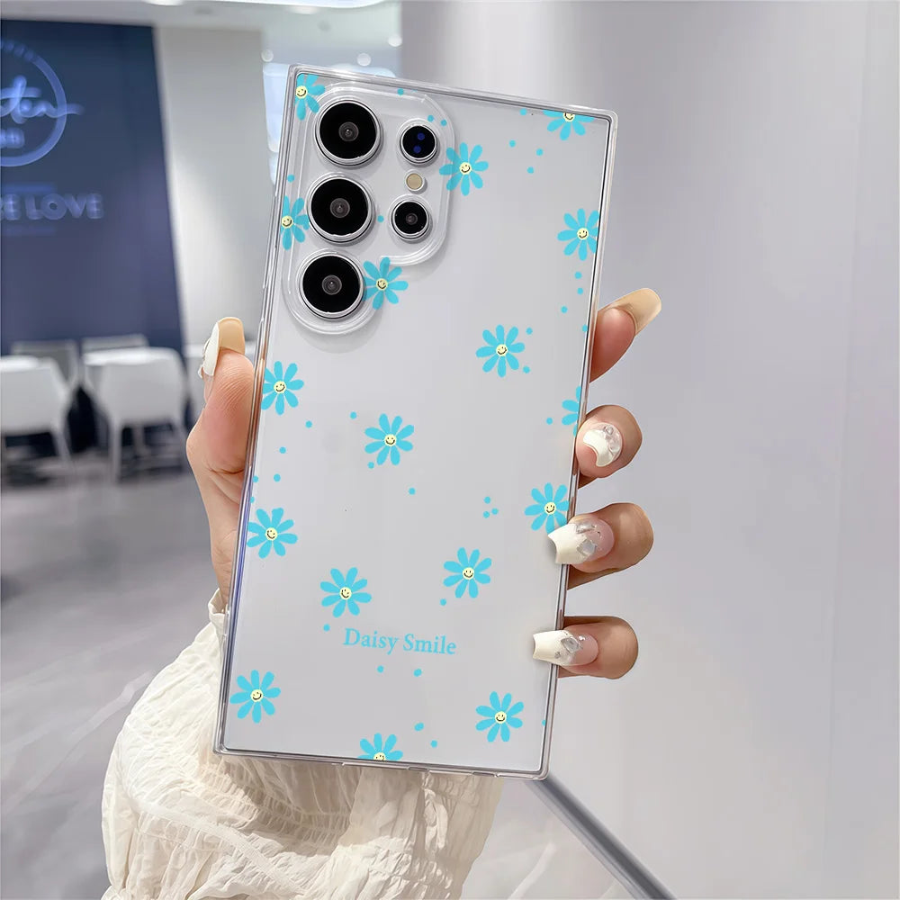 For Samsung Galaxy S26 S25 S24 S23 S22 S21 S20 Note 20 Ultra 9 8 10 S8 S9 S10 Plus Case Daisy Smile Printed Clear Soft TPU Cover