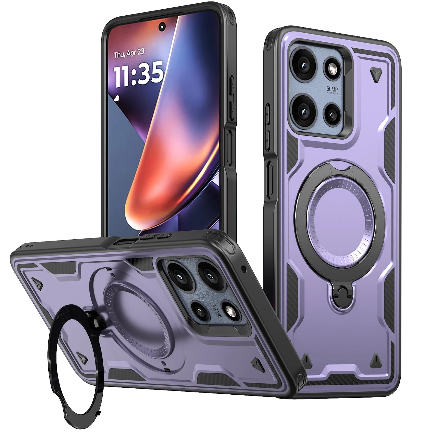 Ring Stand Holder Bracket Magnetic For Magsafe Cases For Motorola G Play Power Stylus Edge 4G 5G 2024 2025 Shockproof Hard Cover