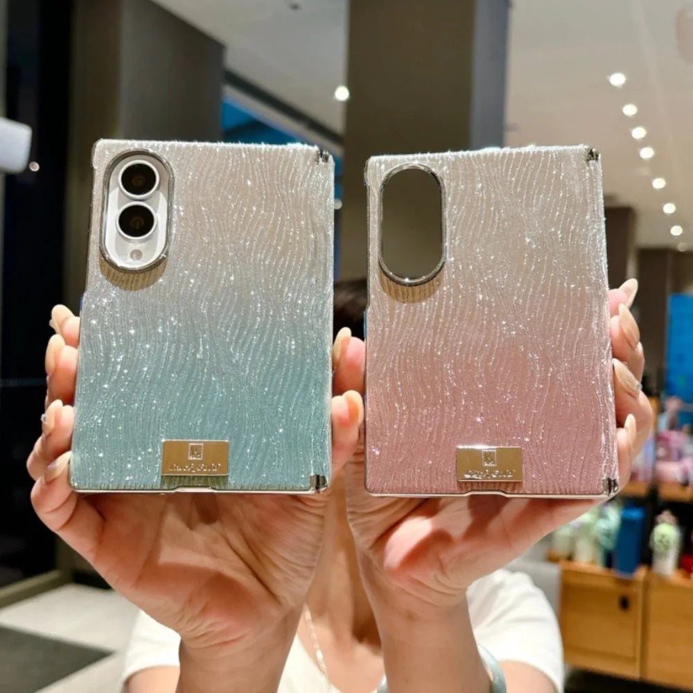 Glitter Wave Pattern Gradient Case for Samsung Galaxy Z Fold 8 Wide Fold8  Glossy Electroplating Water Ripple Shockproof Cover