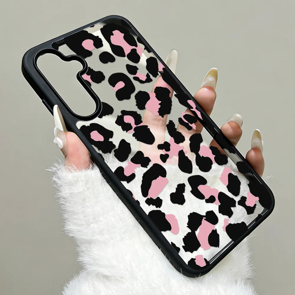 Silicone Matte Phone Case For Samsung Galaxy S25 Ultra Funda S24 Ultra S24 FE S23 Ultra S26 Prtotective Leopard Painted Cover