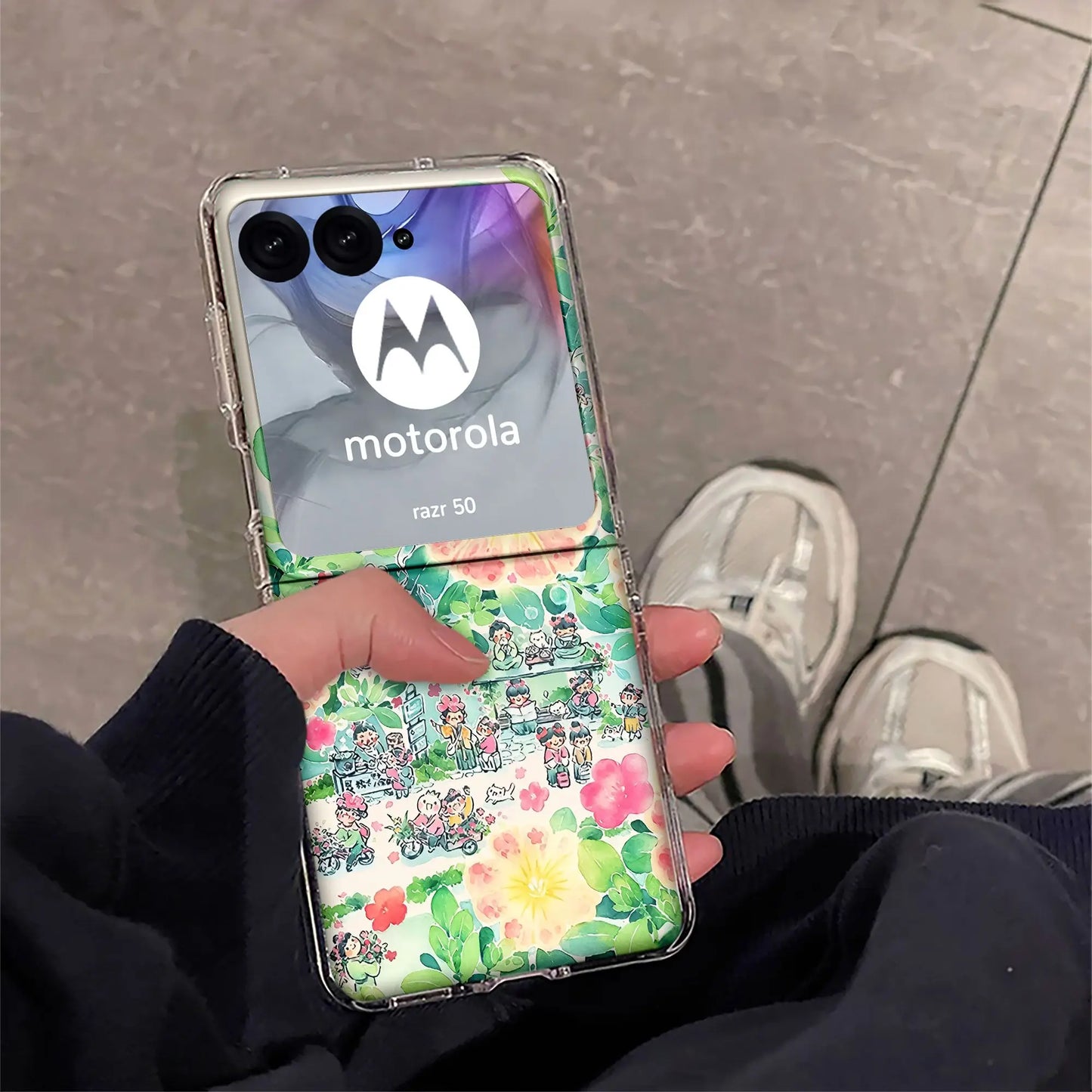 Full Screen Flowers Retro Phone Case for Motorola Razr 50 ultra Razr 60 40 ultra Razr 2023 Razr Plus 2024 2025 Shockproof Cover