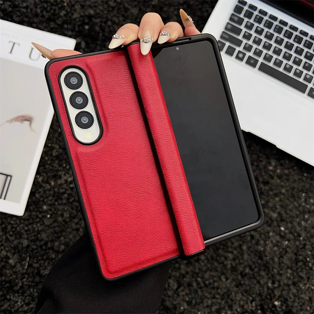 For Samsung Galaxy Z Fold 7 6 5 4 3 5G Case Folding Hinge Business PU Leather Shockproof Cover  For Galaxy ZFold6 ZFold7 Fold5