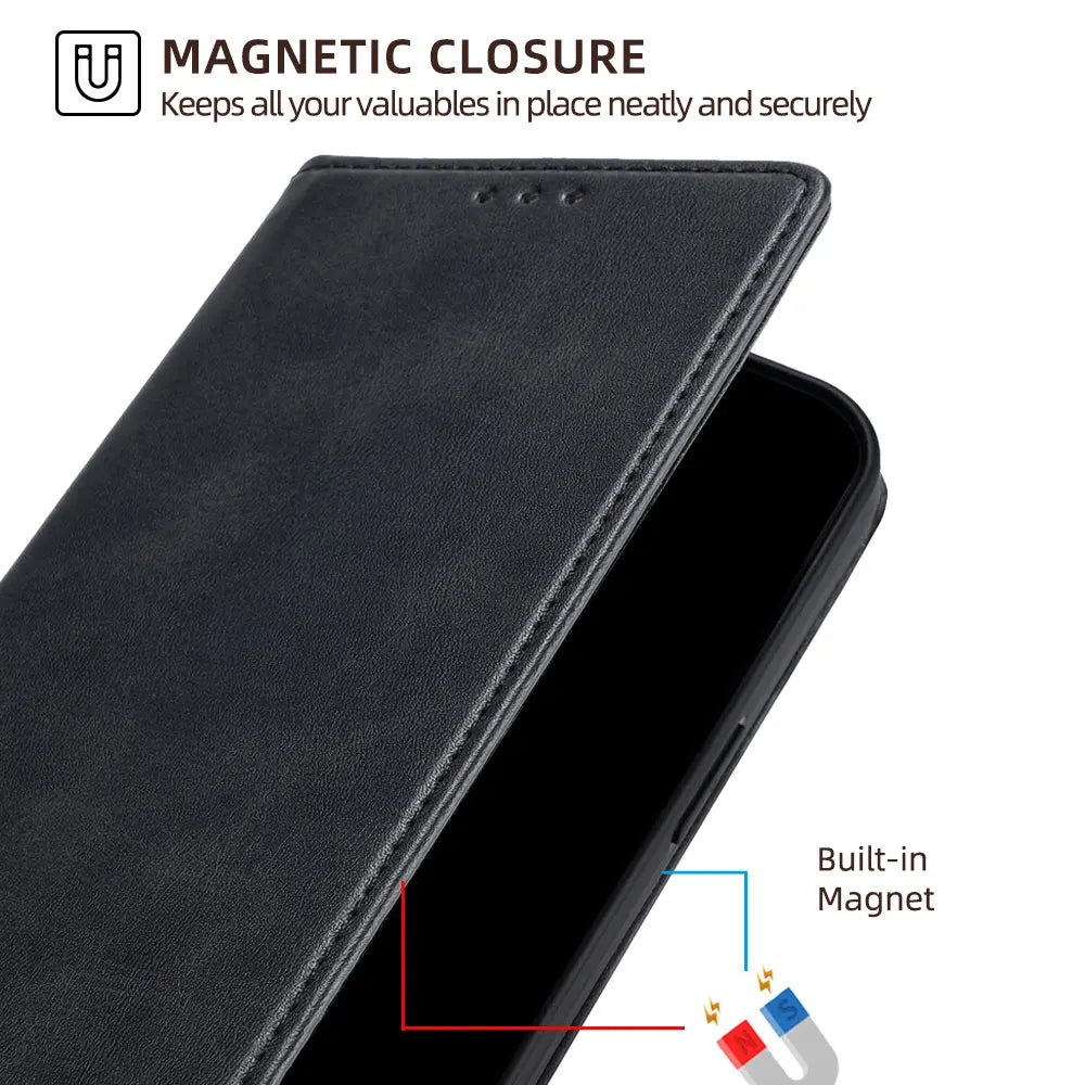 For Moto G75 Leather Flip Case Magnetic Business Wallet Case for Motorola G35 G45 G55 G75 G85 G15 G05 Moto G 5G 2025 Book Cover