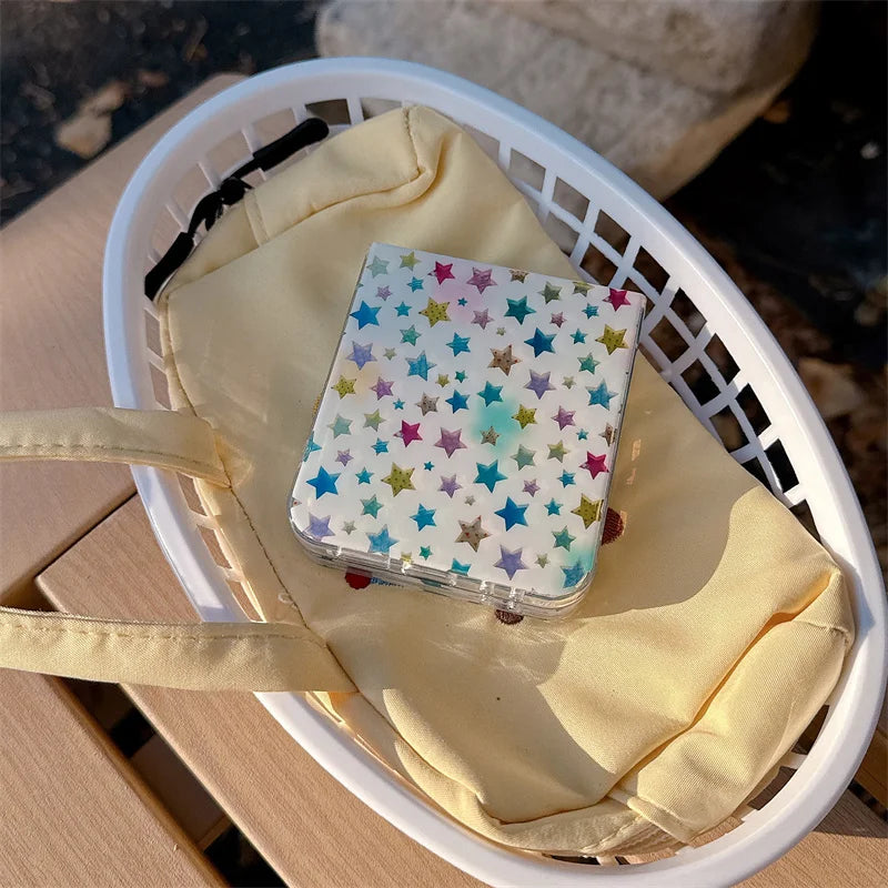 Colorful Little Star Phone Case For Samsung Galaxy Z Flip 7 6 5 4 3 ZFlip6 ZFlip7 Cover with Chain Cute Protective Cases For Gir