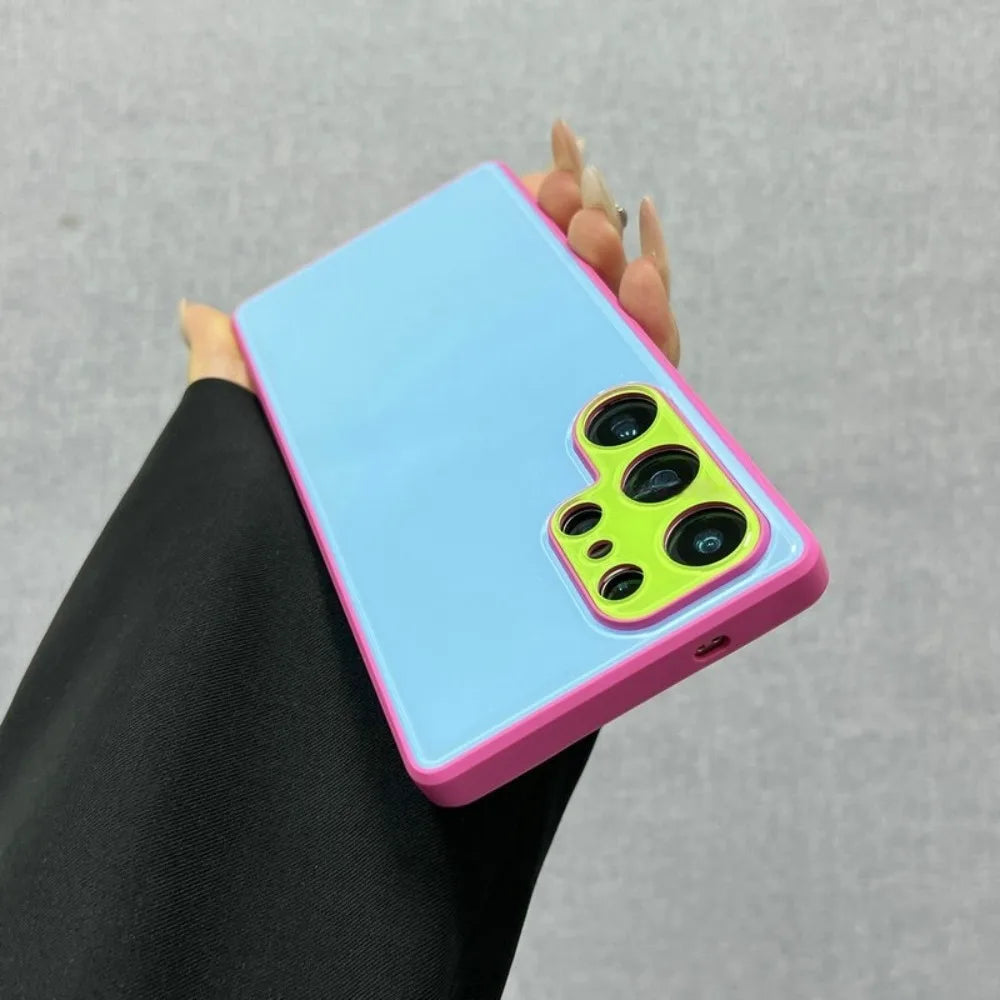 Summer Dopamine Contrast Candy Color For Samsung Galaxy S26 Ultra Plus S25 Ultra S24 All-inclusive Shockproof Bumper Hard Cover