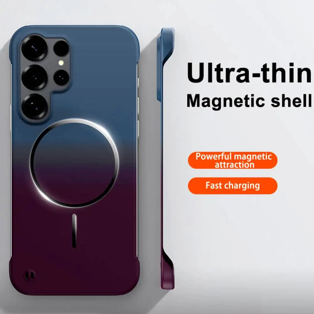 Thin Frameless Cooling Magnetic For Magsafe Case For Samsung Galaxy S25 Edge S24 S23 S22 Ultra Plus A56 Shockproof PC Hard Cover