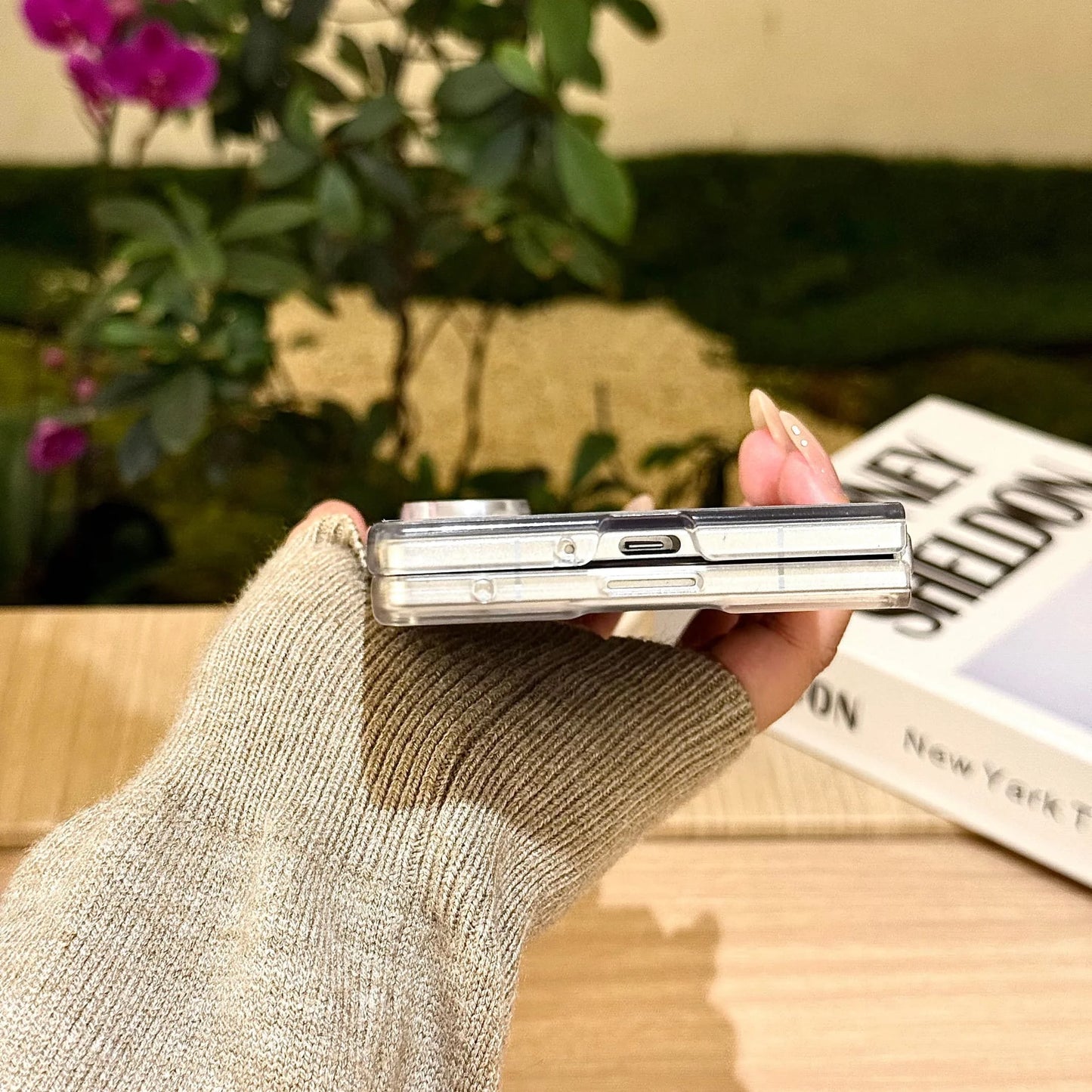 for Samsung Galaxy Z Fold 7 6 5 4 3 fold7 Strap Pendant Fold Phone Case Ins New Feather Love Heart Silver Cover