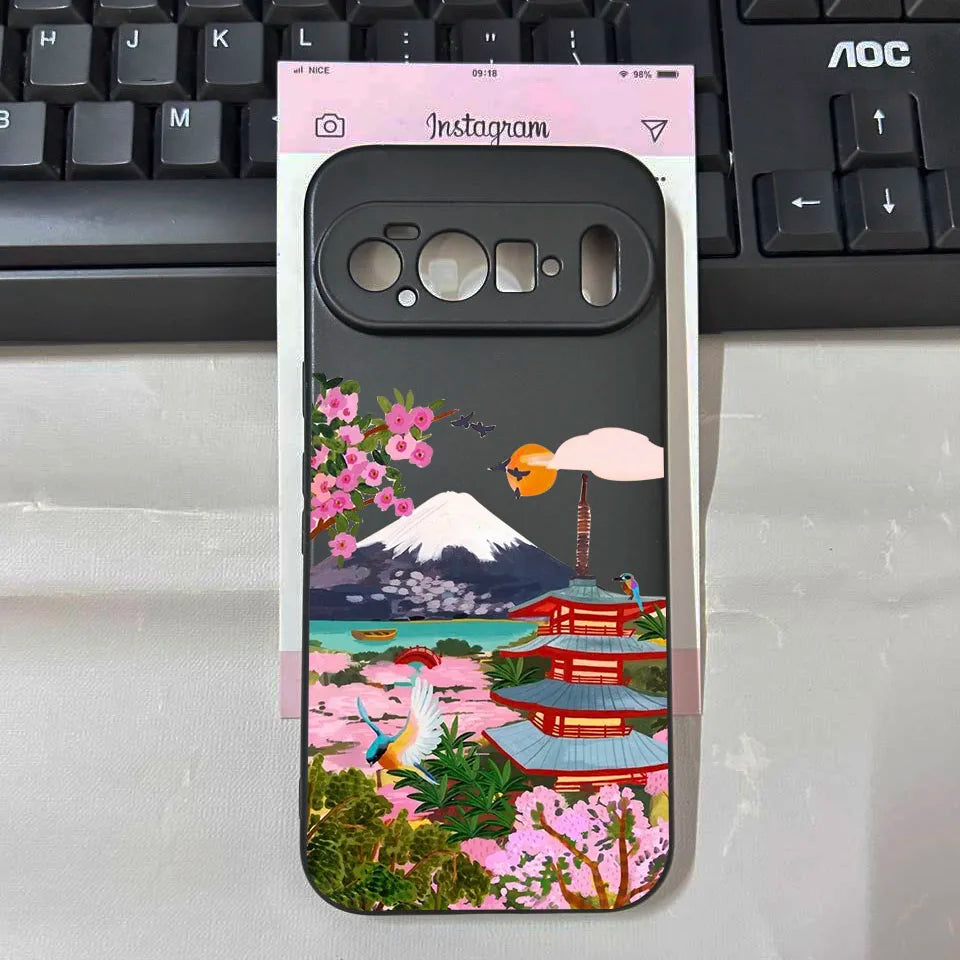 For Pixel 10Pro Japan Anime Mount Fuji Landscape Phone Case For Google Pixel 10 Pro XL 9 8 7 6 Pro 8A 7A Scenery Soft Back Cover