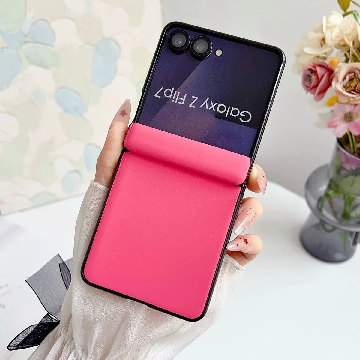 Luxury Leather Solid Color Matte Case for Samsung Galaxy Z Flip 8 7 6 5 Flip8 Flip7 Flip6 Shockproof Cover for Samsung Zflip7 FE