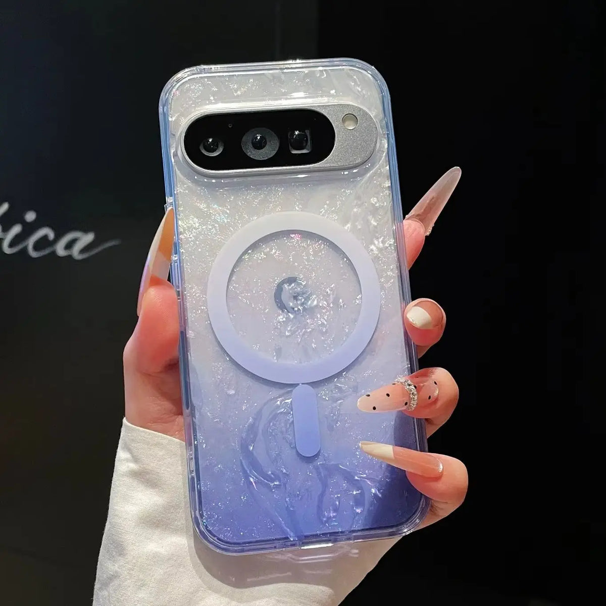 Dreamy Ocean Shell Pattern For Magsafe Case For Google Pixel 11 10 9A 10A Pro XL Magnetic Bling Transparent Hybrid Bumper Cover