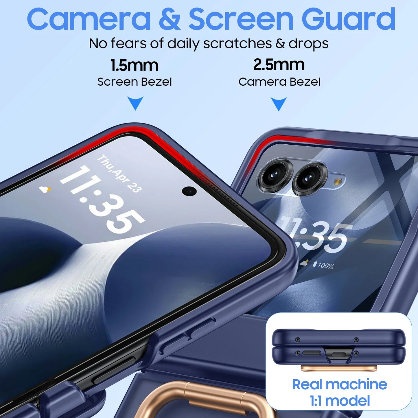 With Ring Holder,Screen Protector All-Inclusive Soft Cover Shockproof Wireless Charging for Motorola Razr 2025/2024-Blue