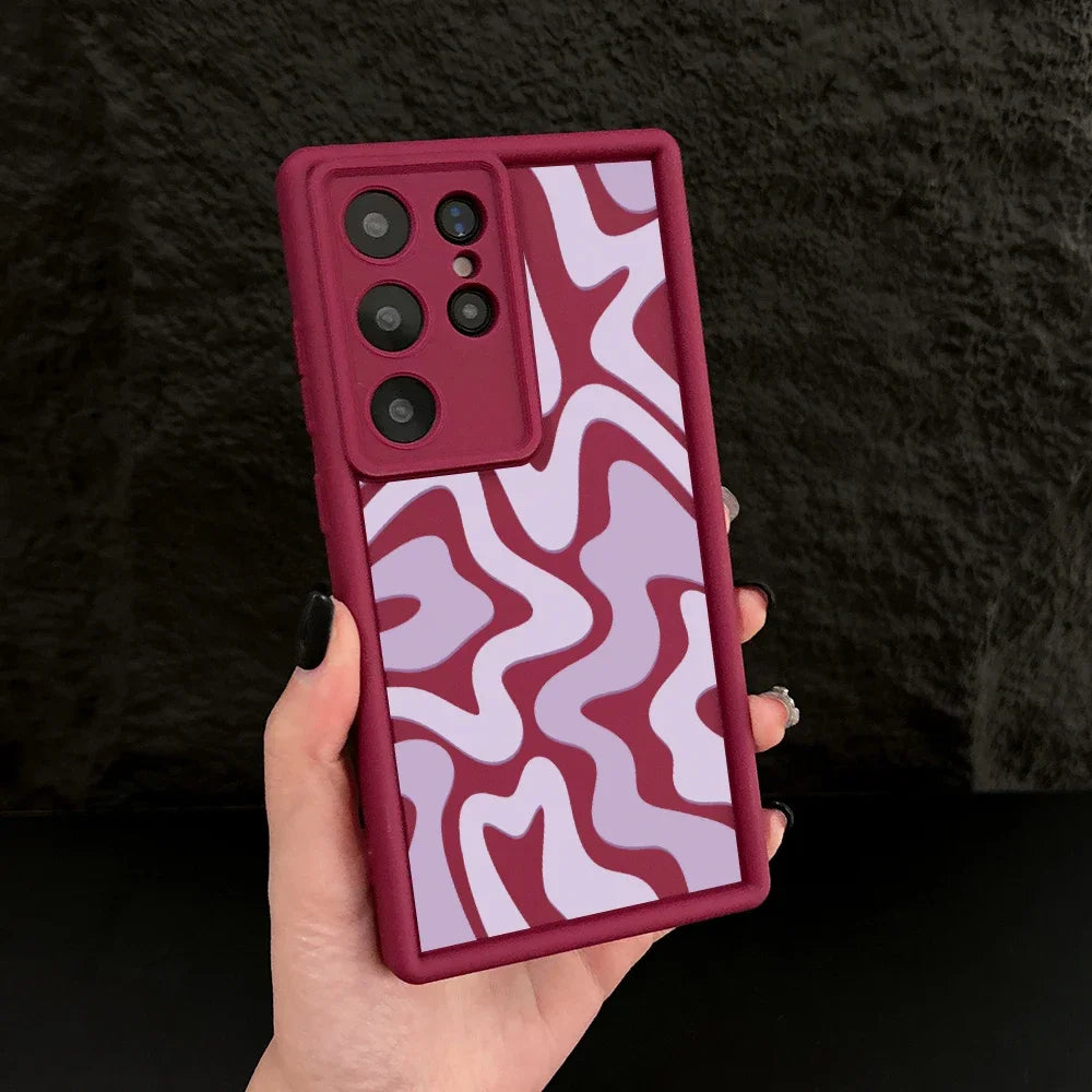 A55 A56 Case Colorful Striped Soft Silicone Y2K Case for Samsung Galaxy S25 Ultra S24 Plus S23 FE S22 S21 S20 A35 A25 A15 Cover