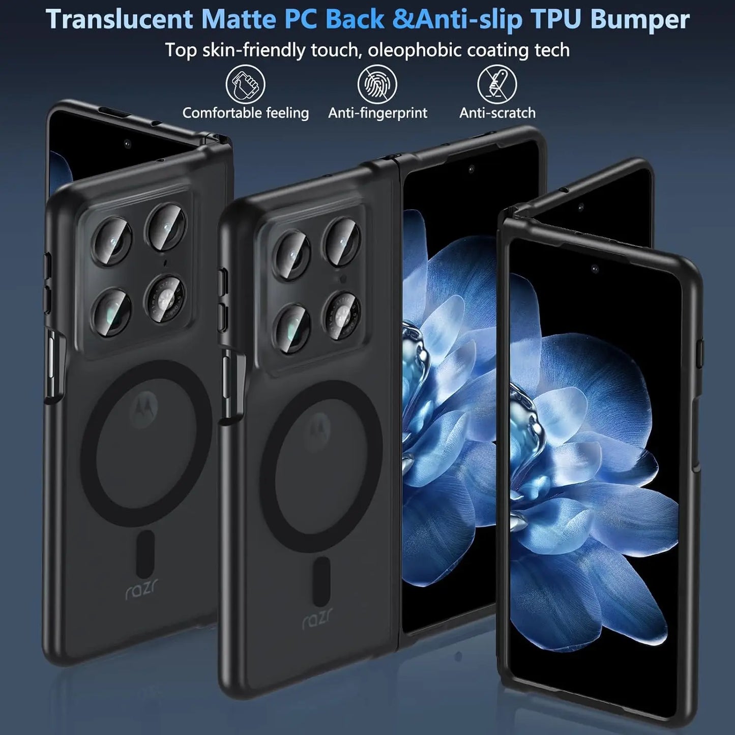 Translucent Case For Magsafe Magnetic Wireless Charge Back Matte Cover For Motorola MOTO Razr Fold