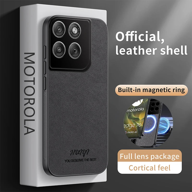 For Motorola Moto Edge 70 X70 Air Case New Business Plain Leather Magnetic PC Anti-drop Cover For MOTO X70 Air Shockproof Funda