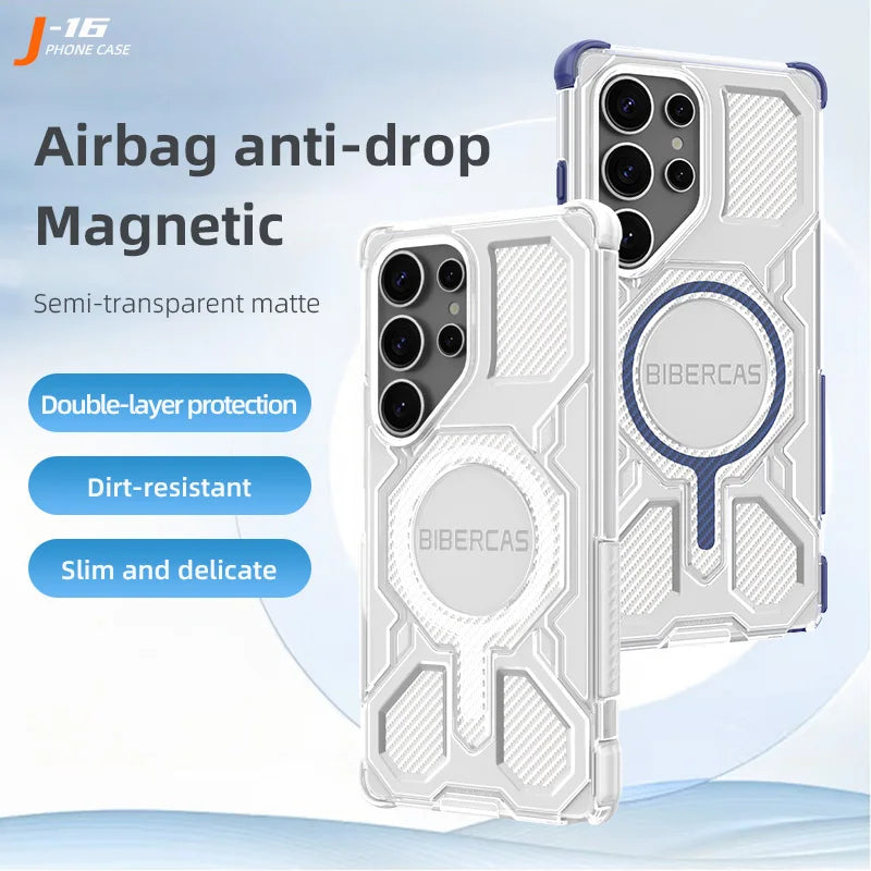 BIBERCAS Translucent Magnetic Case For Samsung Galaxy S26 Ultra S26Plus S25 Edge Wireless Charging TPU Frame Plastic Back Cover