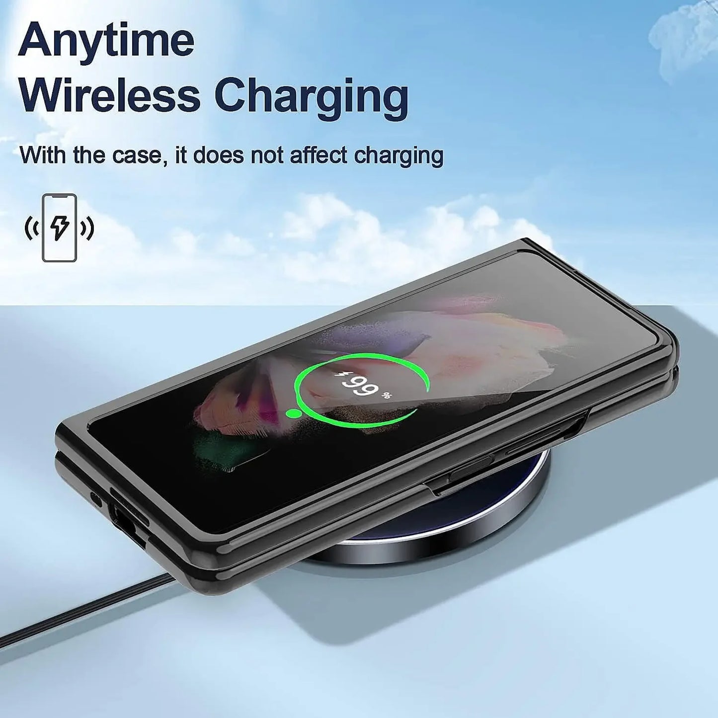 Leather Case with Ring Screen Protector for Samsung Galaxy Z, Fold 5, 6, 7 Z Fold 3, 4, Luxury Phone Case, Plating, Woman, Girl