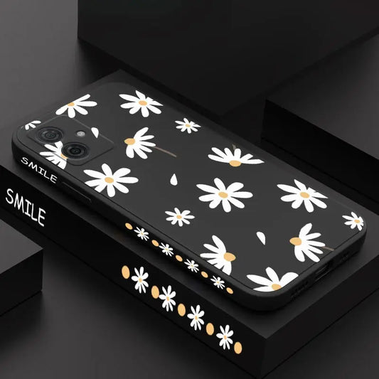 G54 Elegant Daisy Silicone Phone Case For Motorola Moto G54 G53 G52 G50 G42 G20 G84 G34 G22 G24 G14 G13 G30 G9 G9Plus G8 Cover