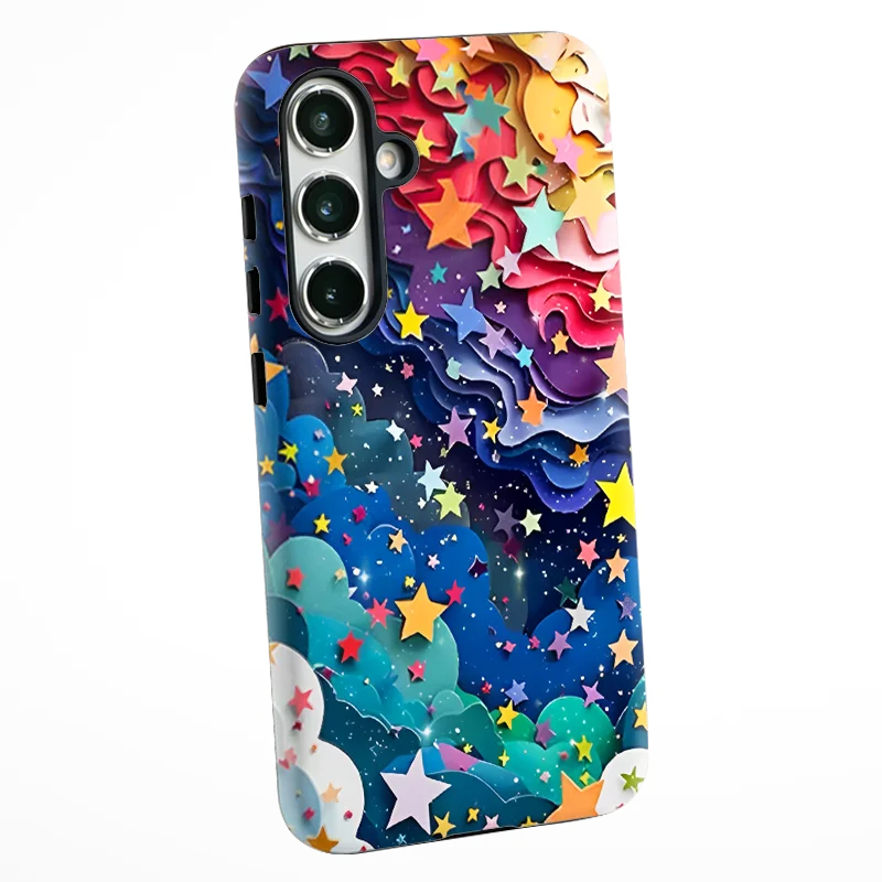 2 IN 1 Film shell Phone Case For Samsung S25 S24 S23 S22 S21 Plus Ultra S25 Edge S20 FE A56 A16 15 26 36 Dreamy Starry Sky Cover