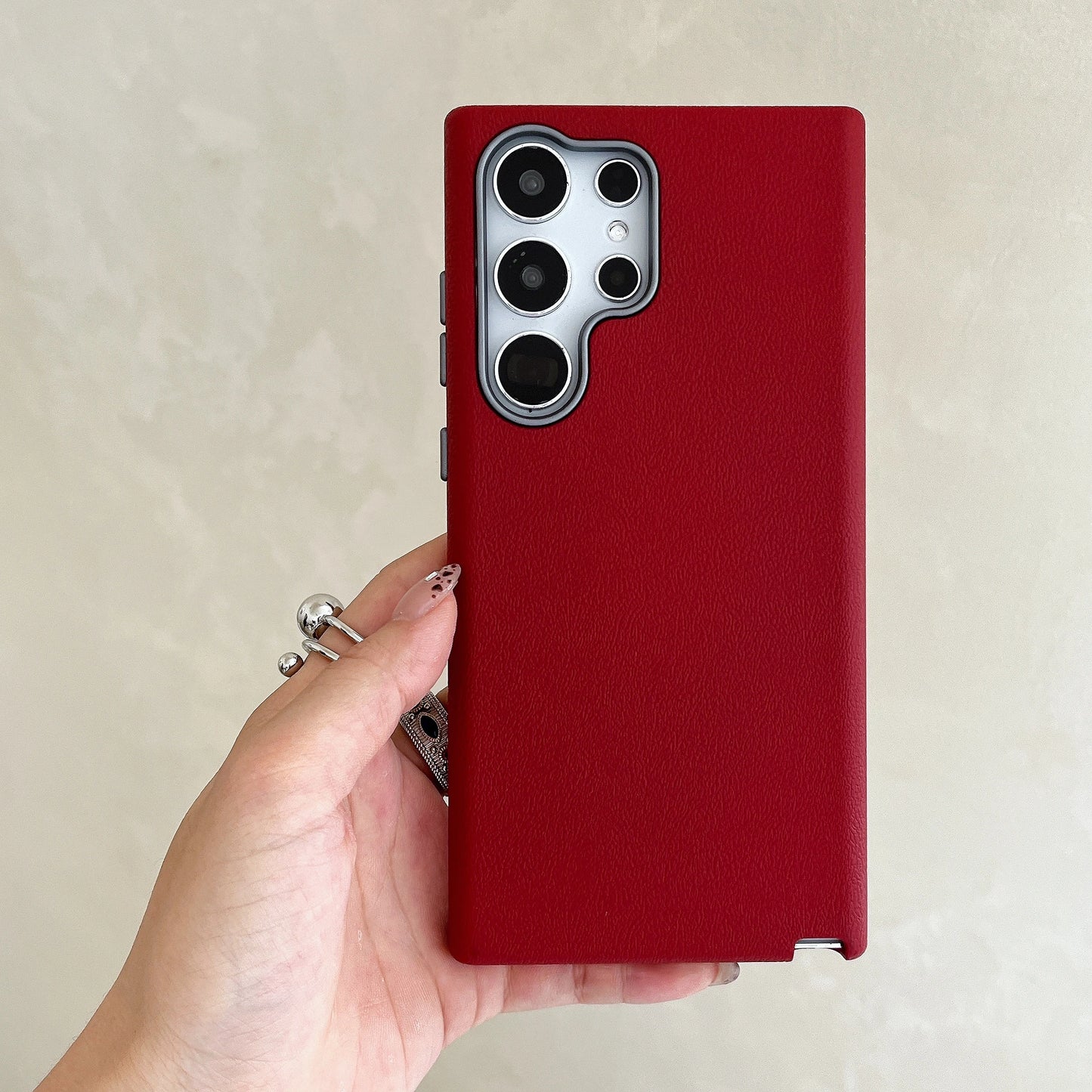 Luxury Leather Lichee Pattern Case For Samsung Galaxy S25 Edge S24 S23 S22 Ultra Plus Solid Color 3 IN 1 Frosted Business Cover