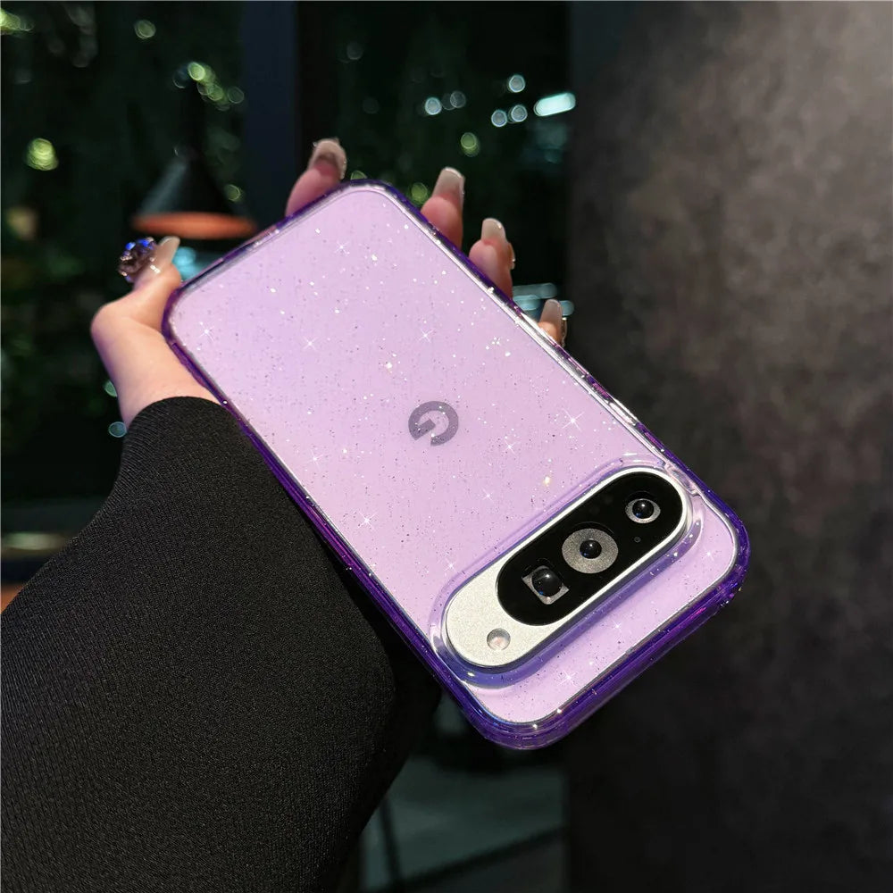 Luxury Bling Shining Glitter Clear Candy Case For Google Pixel 9 Pro XL 9 8 A Starry Sky Transparent Shockproof  Ins Shell Cover