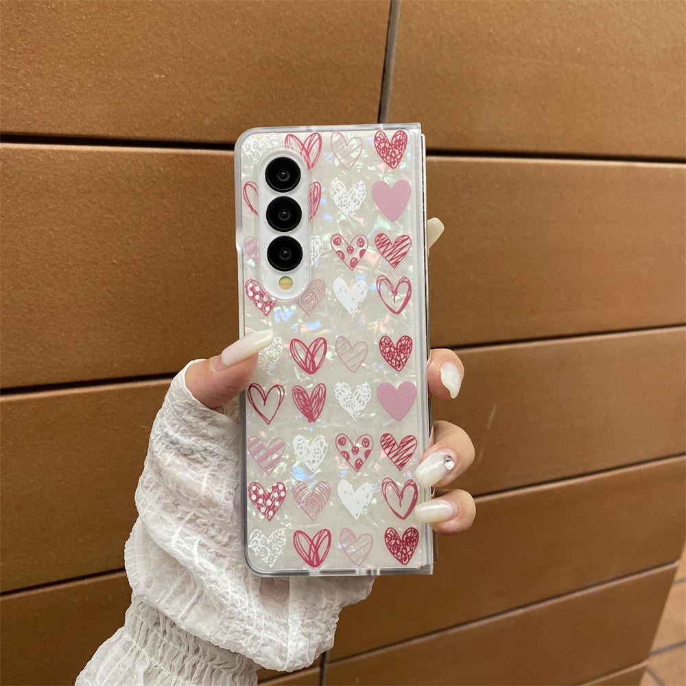 for Samsung Galaxy Z Fold 7 5G Hard PC Phone Case Floral Shell for Z Fold 7 6 5 4 3 Drop-Proof Protective Cover