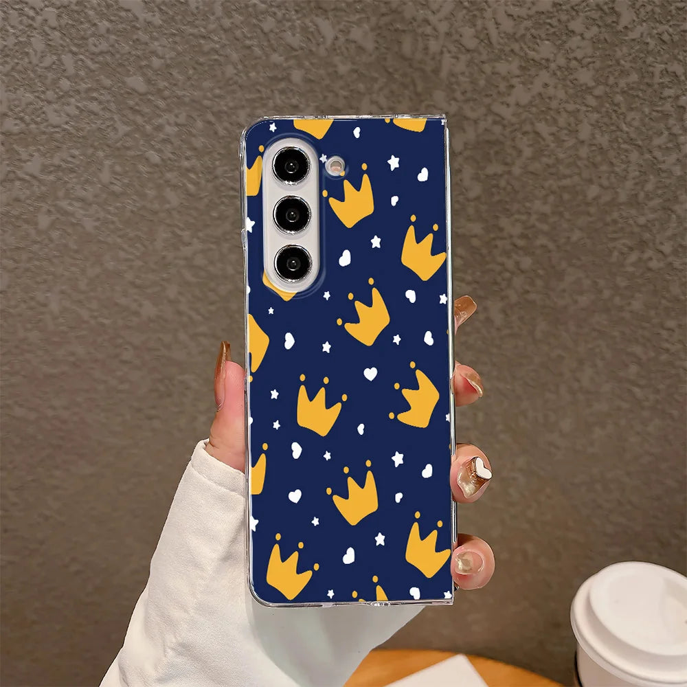 Cherry Heart Bowknot Clear Phone Case For Samsung Galaxy Z Fold 6 7 Fold 5 ZFold 4 3 2 ZFold SE W26 W25 Hard Folding Cover Funda
