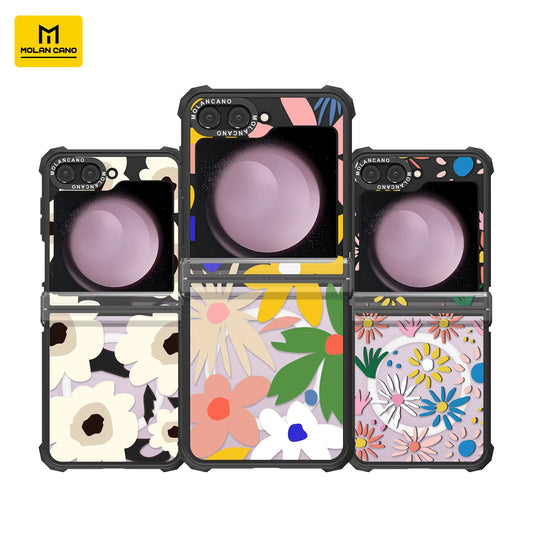 Molancano case for Samsung Galaxy Z Flip 6 5 4  with Floral Pattern Design Flexible Bumper Shockproof Protective Cover for Girl
