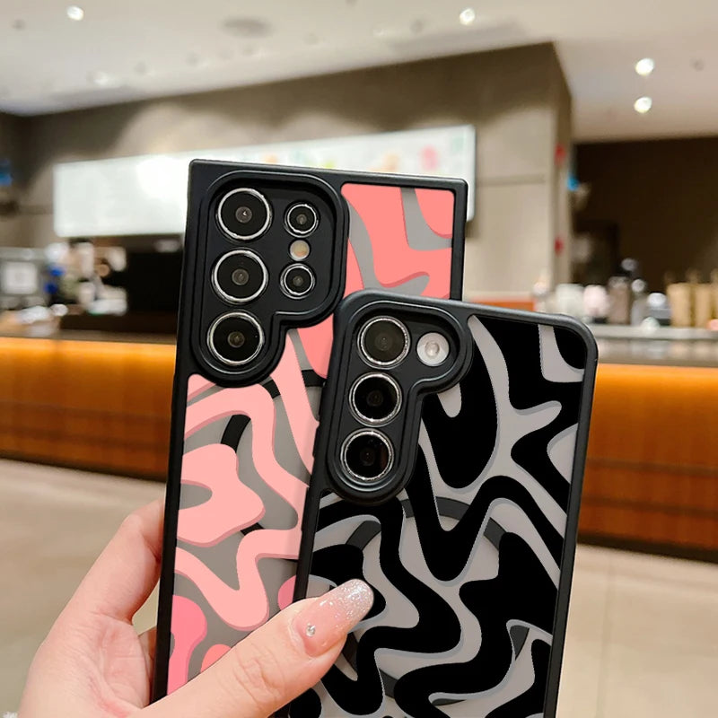 Magnetic Wireless Charging For Magsafe Case For Samsung Galaxy S25 Edge S24 S22 S23 Ultra S23 S24 FE Stripe Pattern Matte Cover