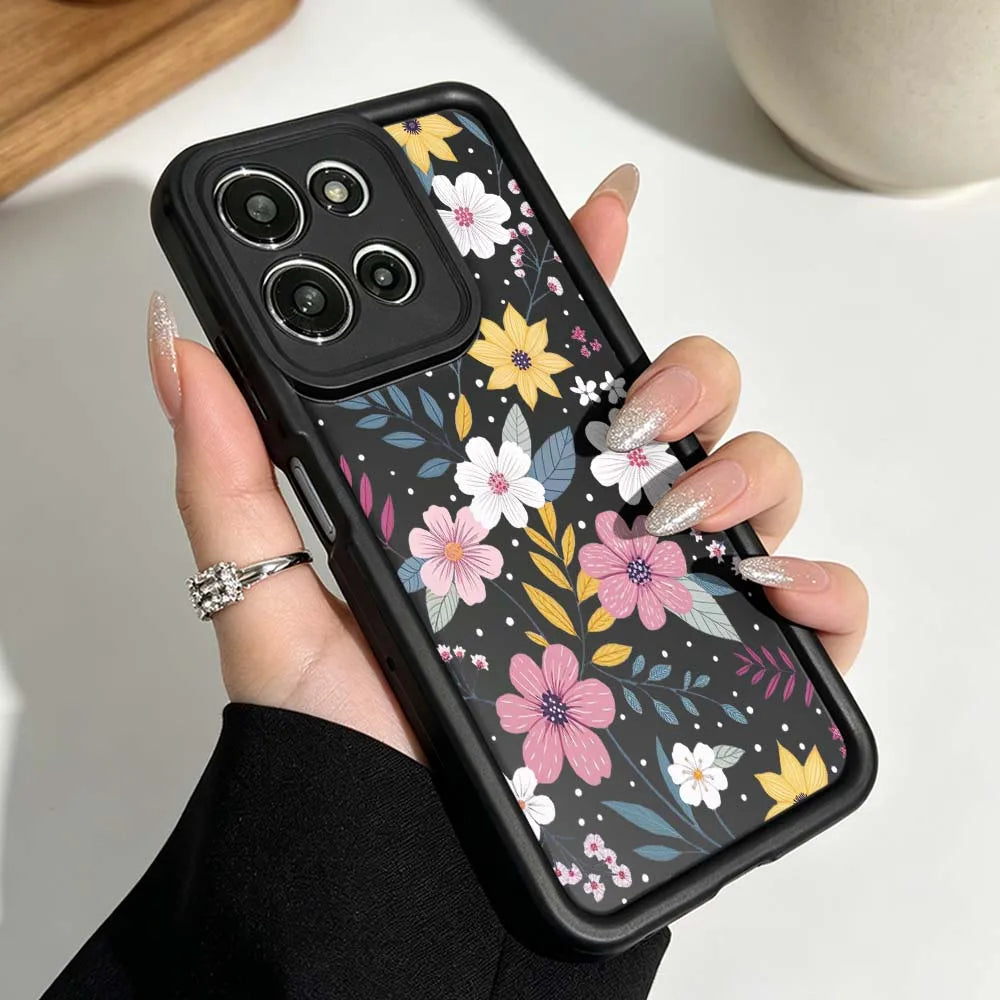 Exquisite Floral Pattern Cover For Motorola Moto G86 G85 G75 G56 G35 G24 G06 Edge 70 60 50 Fusion Eye Ladder Phone Case