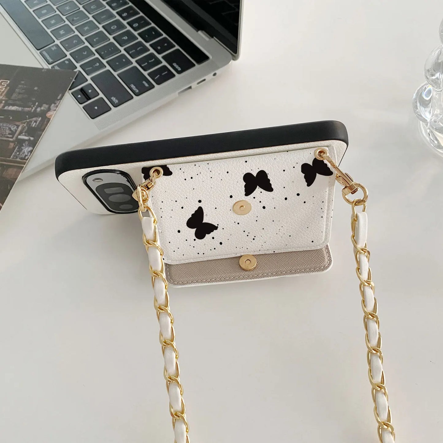Unique Ink Dot Butterfly Wallet Case Lychee PU Leather Patch for Google Pixel 10 7 6 8 9a /Pixel 6 7 8 9 10Pro XL
