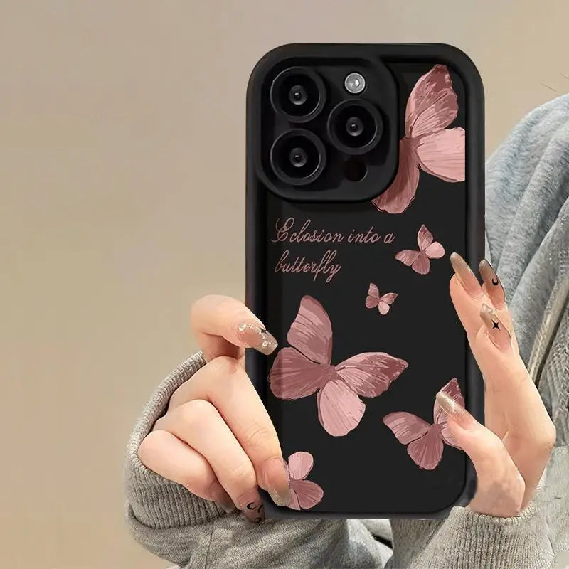 Black Butterfly Case for Motorola Moto Edge 40 Neo 50 Pro 50 Fusion 5G G84 G14 G04 G32 G35 G52 G30 G60S G53 G22 E13 E14 Casing