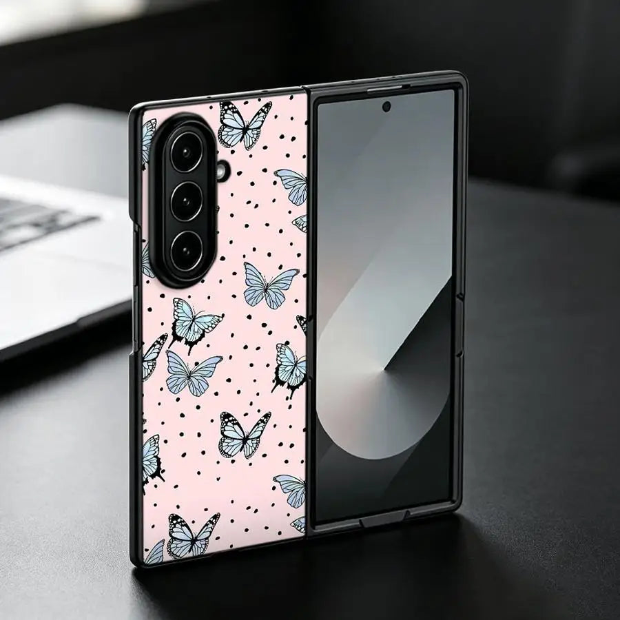 Polka Dot Butterflies Case for Samsung Galaxy ZFold7 ZFold5 Z Fold 7 6 5 4 3 ZFold3 ZFold6 ZFold4 Back Phone Cover