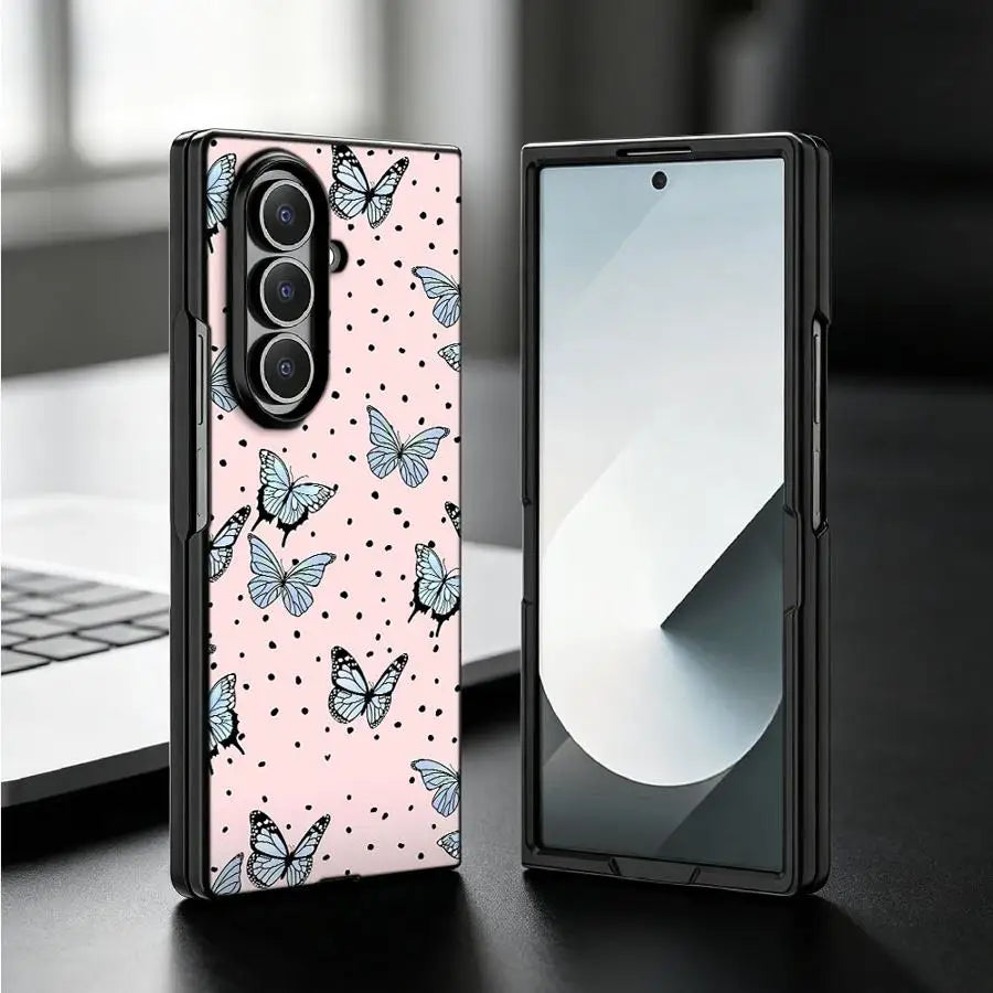 Polka Dot Butterflies Case for Samsung Galaxy ZFold7 ZFold5 Z Fold 7 6 5 4 3 ZFold3 ZFold6 ZFold4 Back Phone Cover