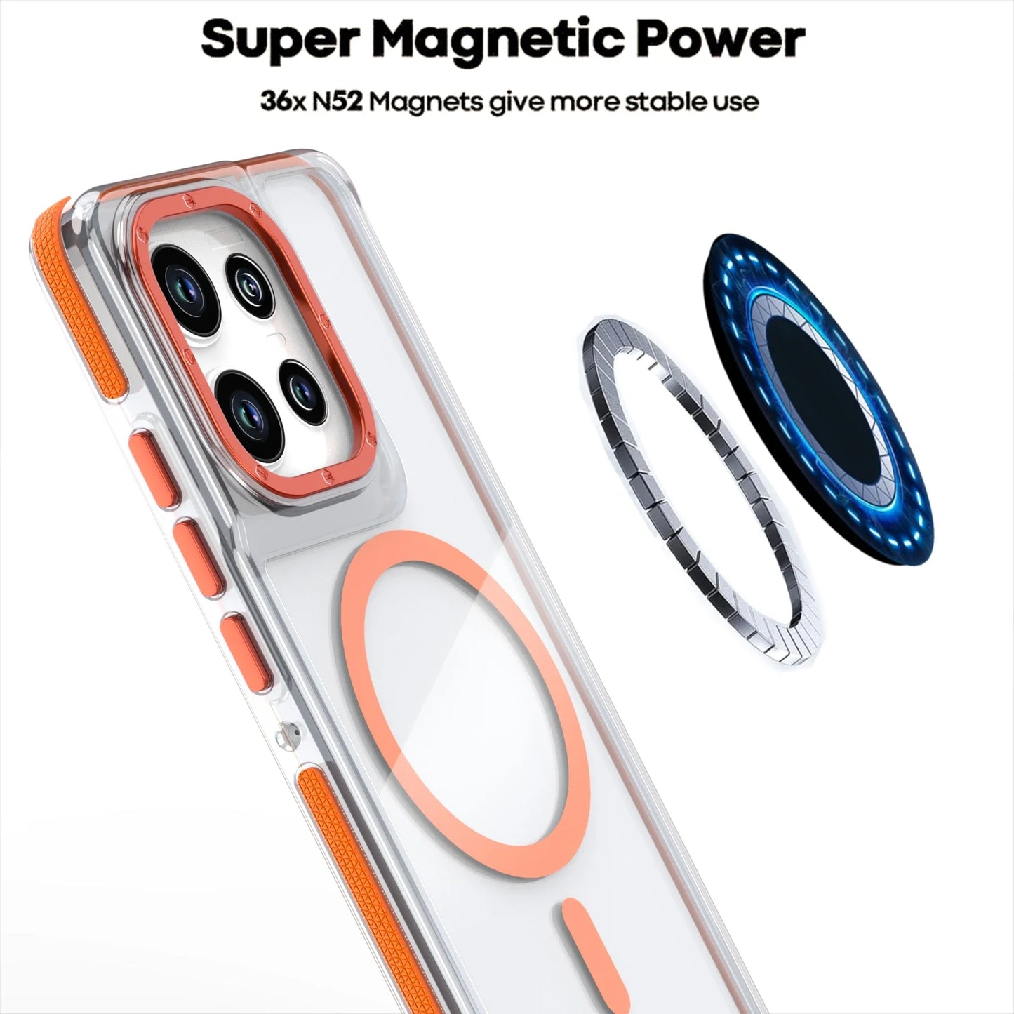 Luxury Shockproof Magnetic Transparent Case for Motorola Moto Edge 60 50 Fusion 50 Pro G86 G56 G15 G05 G55 G24 5G Magsafe Cover