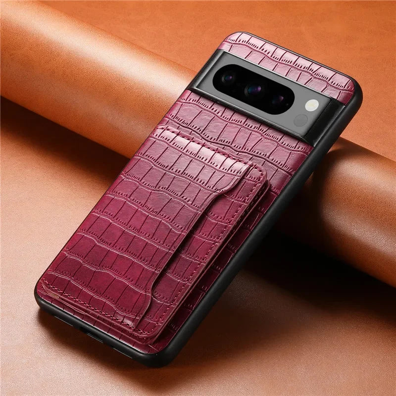 Multifunctional Crocodile Pattern Leather Phone Case Coque For Google Pixel 10 Pro 9 8 7 6 Pro 6A 7A 8A 9Pro Holder Shell Cover