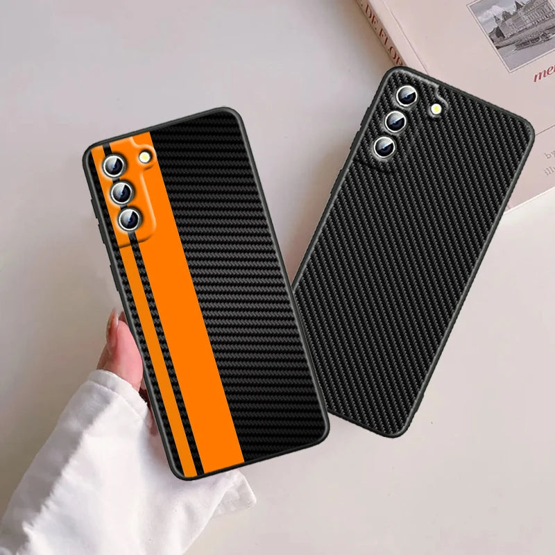Car Carbon Fibre For Samsung Galaxy S24 S23 S22 S21 S20 FE S10 S10E Plus Ultra Pro Lite 5G Black Back Phone Case