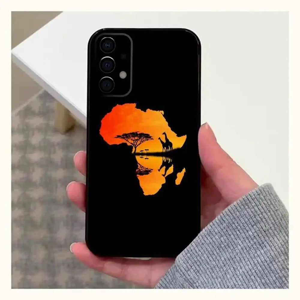Africa Map Geogra Phone Case For Samsung Galaxy A20,A21s,A22,A31,A32,A52,A53,A72,73,A80,A91 Soft Black Cover