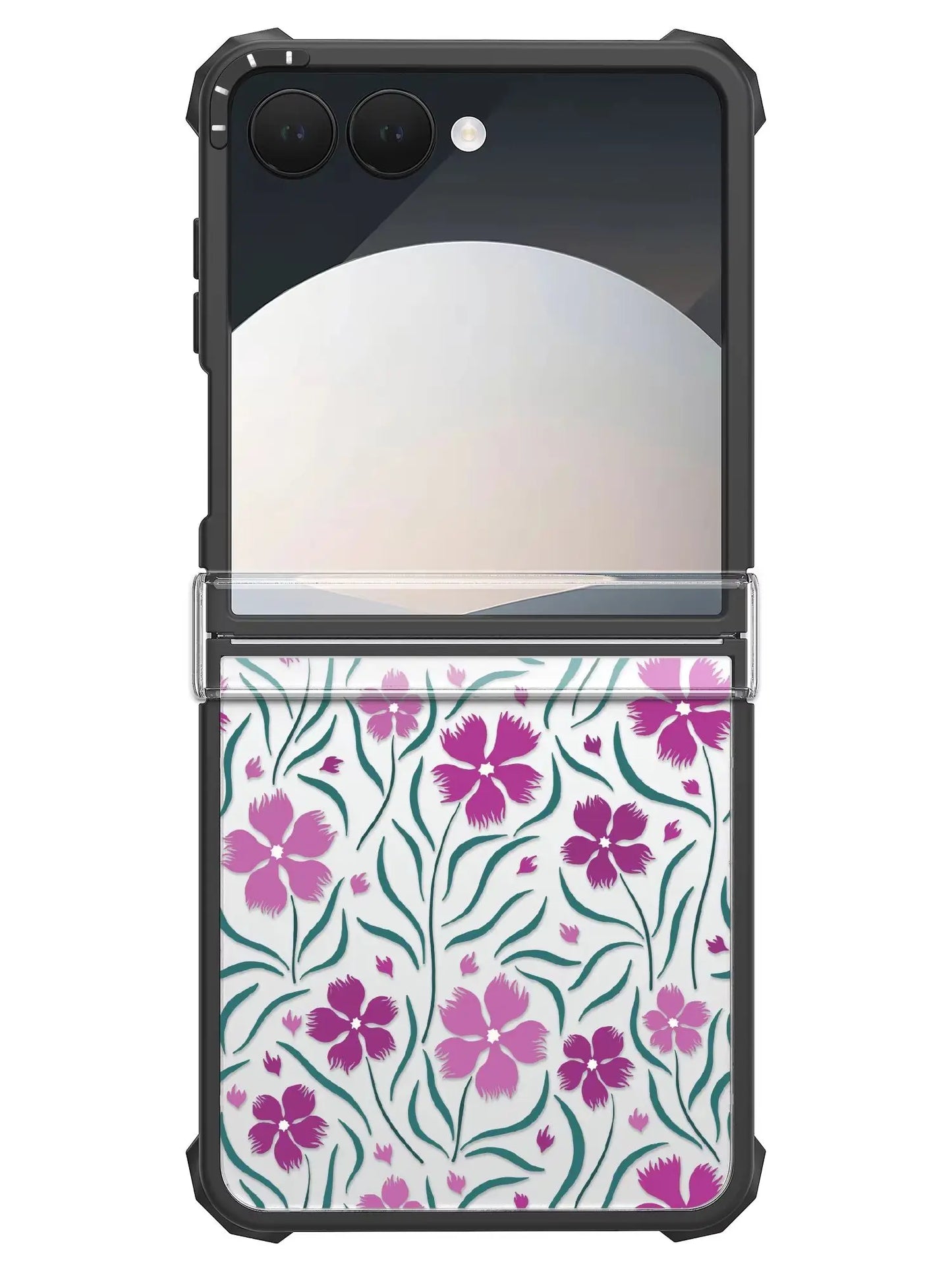for Samsung Galaxy Z Flip 7 Case with Hinge Protection Floral Lavender Shockproof Protective Hard PC Slim Floral Women Case
