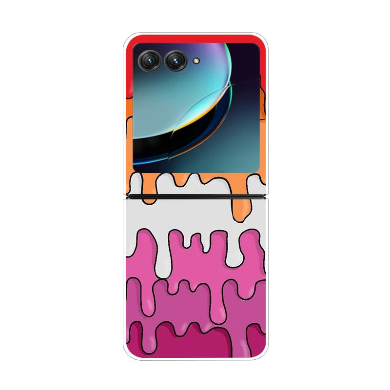 Case For Motorola Razr 40 Ultra Transparent Hard Folding Luxury Pattern For Motorola Moto Razr 40 Ultra Clear Cover Razr40 Ultra