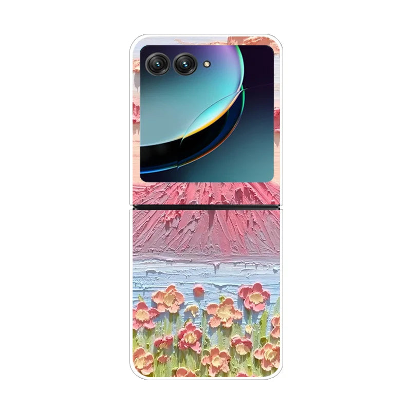 Case For Motorola Razr 40 Ultra Transparent Hard Folding Luxury Pattern For Motorola Moto Razr 40 Ultra Clear Cover Razr40 Ultra