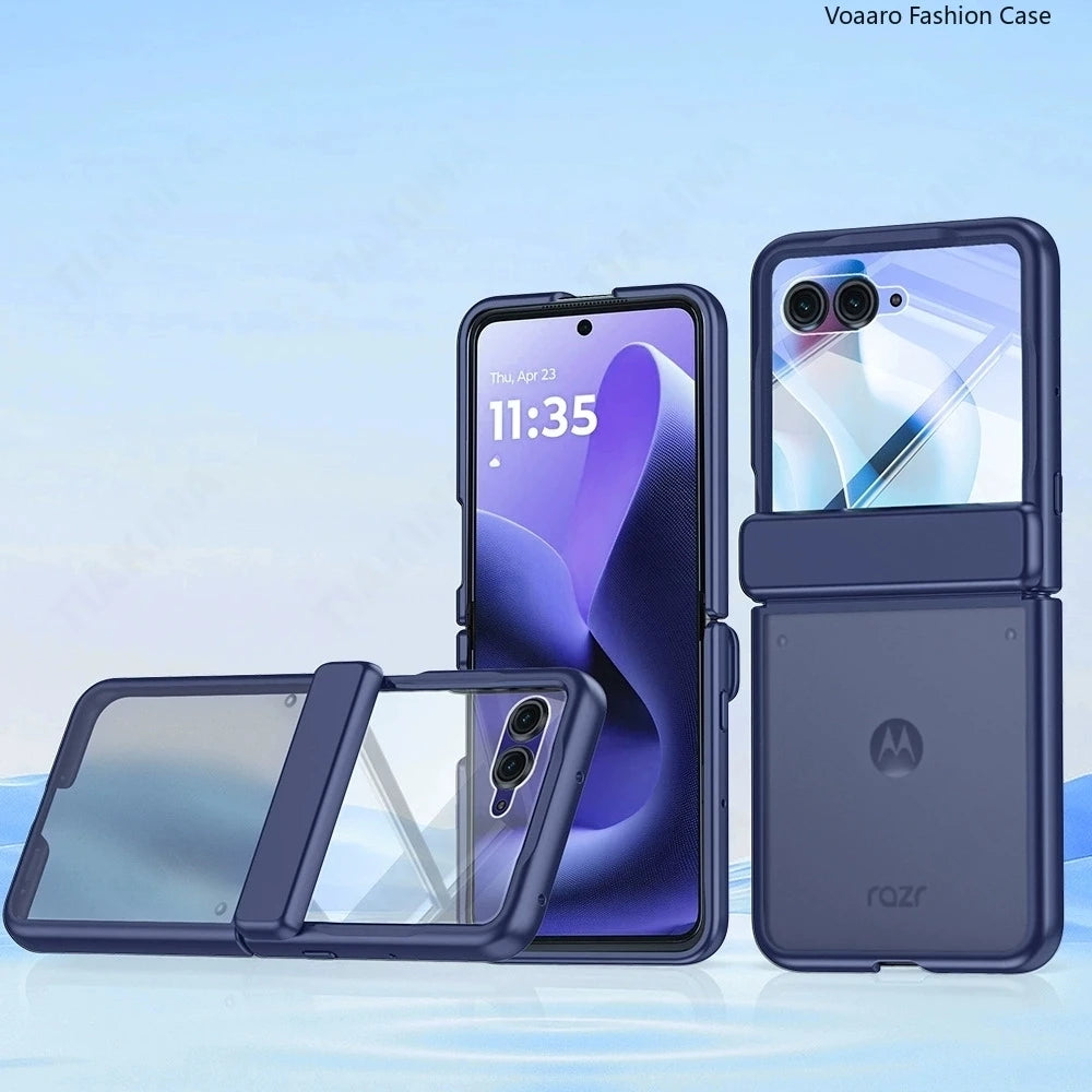 Matte Clear Plating Hinge Funda for Motorola Razr Ultra 2025 Case for Motorola Razr 60 Ultra Hinge Protect Case with Small Film