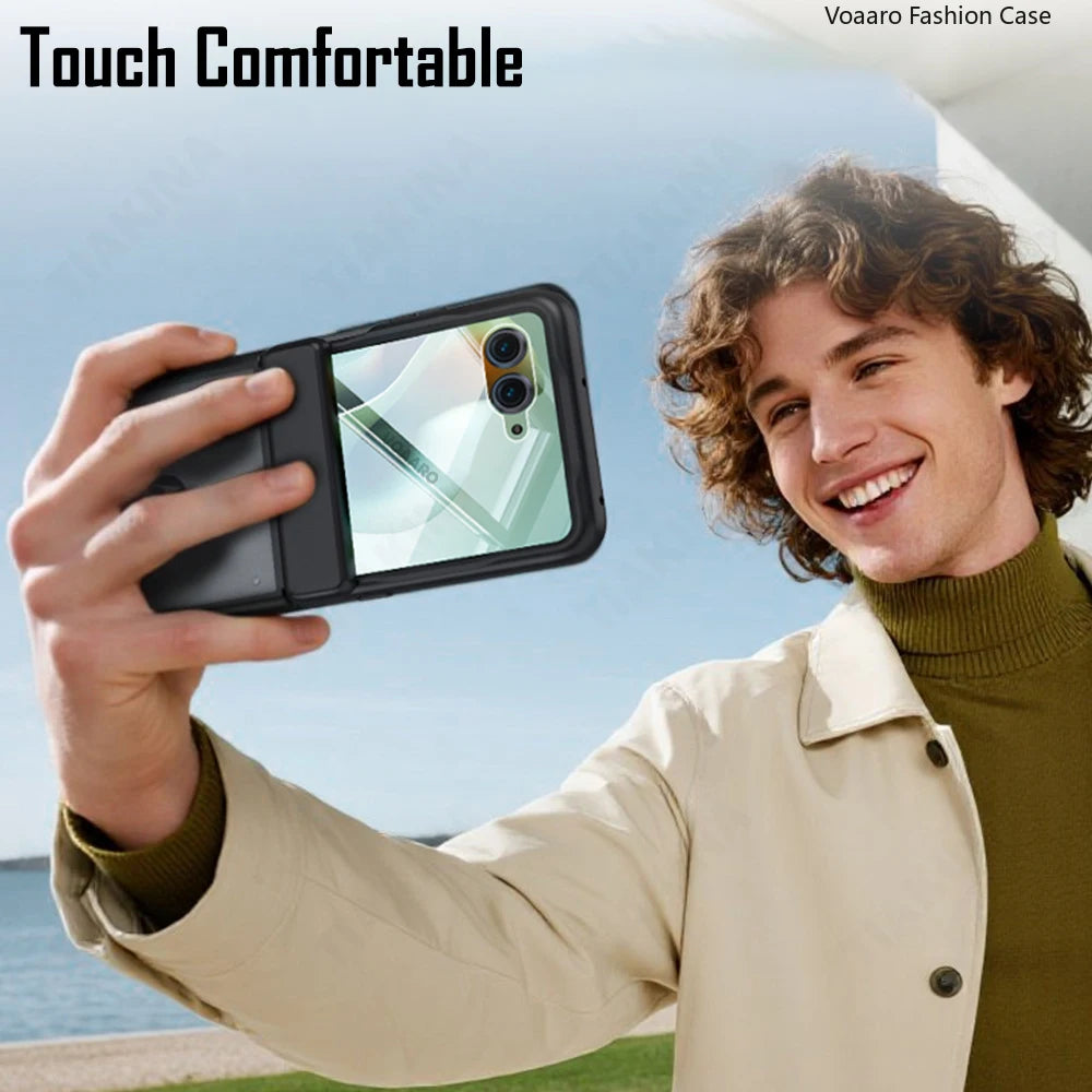 Matte Clear Plating Hinge Funda for Motorola Razr Ultra 2025 Case for Motorola Razr 60 Ultra Hinge Protect Case with Small Film