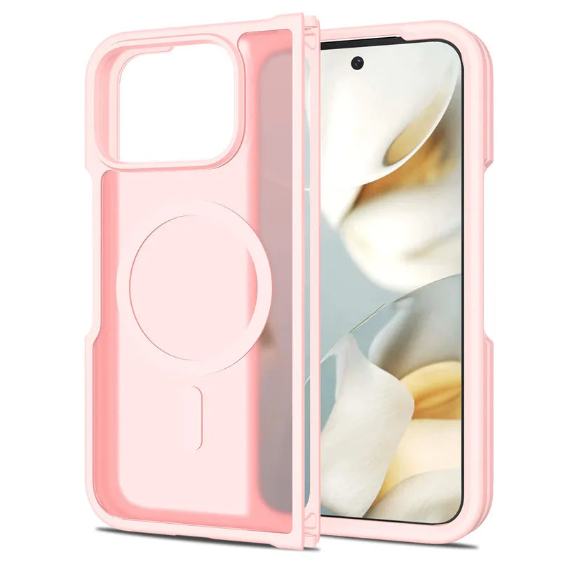 For Google Pixel 10 Pro Fold Magnetic Case ELVEV Anti-drop TPU Hard PC Matte Transparent Suction Phone Cover